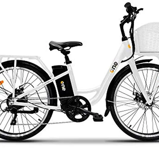 the one Bianca, Bicicletta Elettrica City Bike a Pedalata Assistita 26" 250W Light Giovent...