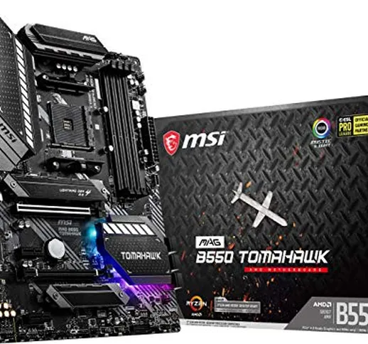 MSI MAG B550 TOMAHAWK scheda madre ATX, AM4, DDR4, Dual M.2, LAN, USB 3.2 Gen2, Front Type...