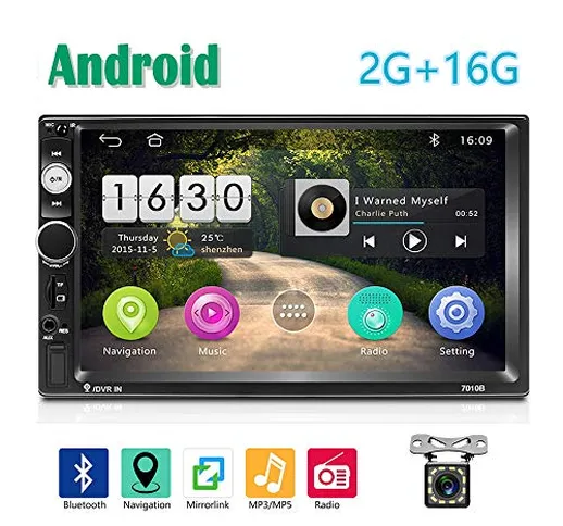 2 Din Android Autoradio GPS 2G+16G CAMECHO Touchscreen Capacitivo da 7 pollici Collegament...