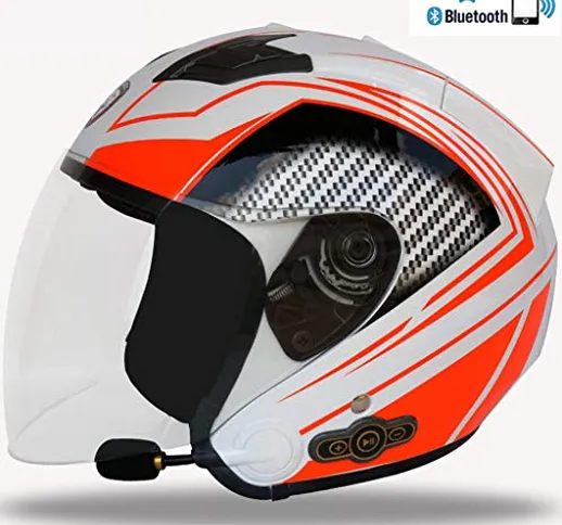 Casco del motociclo di Bluetooth, intelligente Casco, antipolvere Doppio specchio 3000MA E...