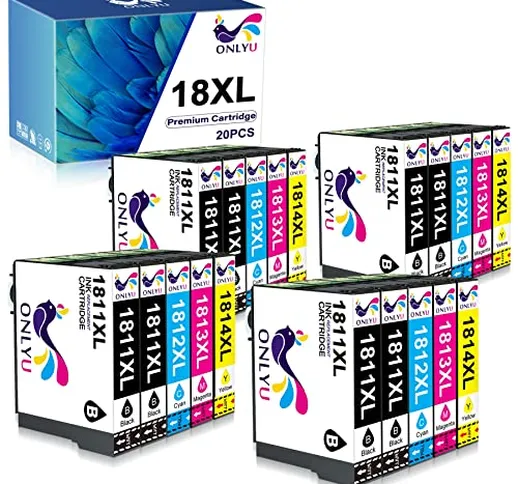 ONLYU 18XL Cartucce d'inchiostro Sostituzione per Epson 18 18 XL Compatibile con Epson Exp...