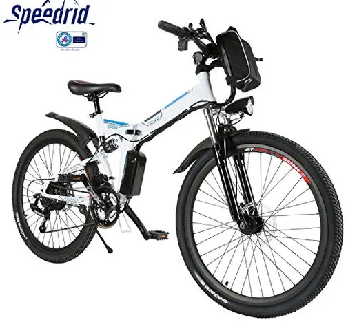 Speedrid Mountain Bike Pieghevole per Bici elettrica, Pneumatici 26/20 Ebike Bici elettric...