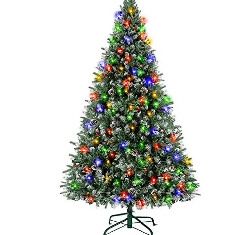 SHareconn 180 cm Albero di Natale con luci incorporate artificiale , con luci bianche cald...