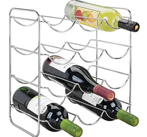 mDesign Portabottiglie Vino per Cucina, frigo o dispensa – Porta Bottiglie in Metallo per...