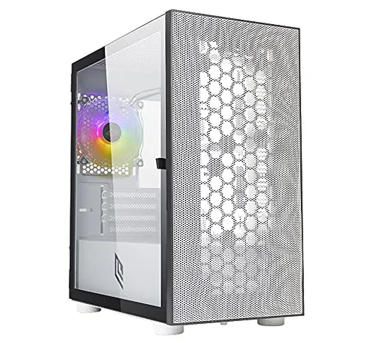 Noua Fobia L8 Bianco Case Micro-ATX per PC Gaming Mini Tower 0.60MM SPCC Ventola White RGB...