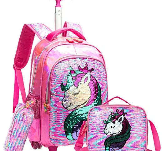 HTgroce Zaino per bambina Zaino magico reversibile con paillettes Borsa per ragazzi Ragazz...