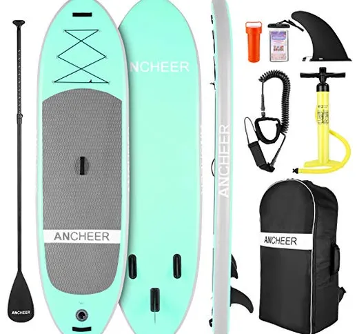 ANCHEER Tavola da Surf Stand Up Paddle 305×76×15cm SUP Board Gonfiabile con Accessori,capa...