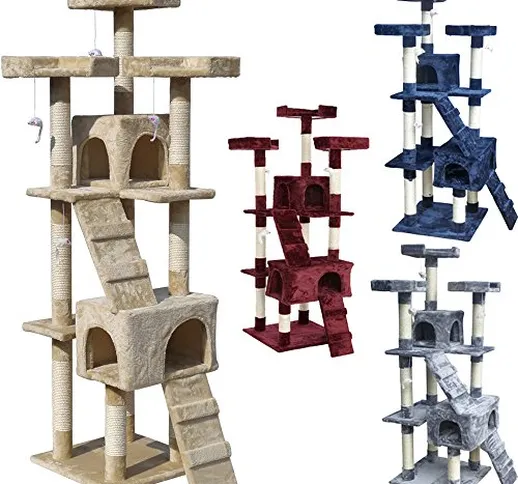 TIRAGRAFFI per Gatti 170 CM Gioco Parco Giochi Cuccia Gatto GRAFFIATOIO SISAL Albero Tira...