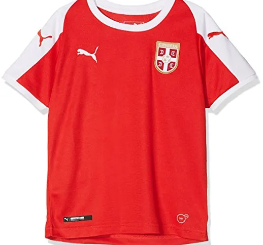 PUMA Serbia Home Shirt SS Replica Jr, Maglietta Bambini, Red White, 14