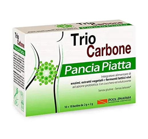 3X TRIO CARBONE PANCIA PIATTA - Integratore di Estratti Vegetali e Fermenti Lattici - 60 B...