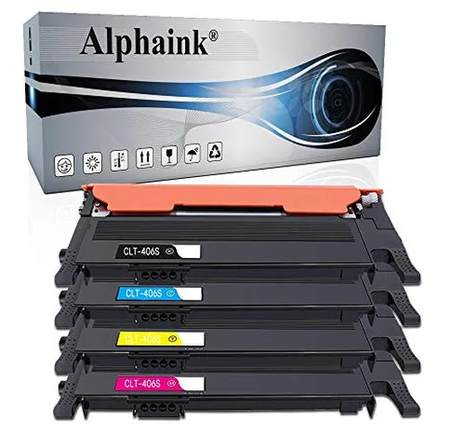 Alphaink 4 Toner Compatibili con Samsung CLT-K406S CLT-C406S CLT-M406S CLT-Y406S per stamp...