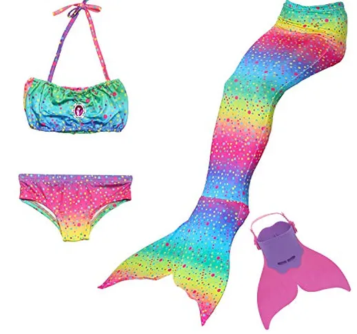 NMY Coda da Sirena per Nuotare Costumi da Bagno 4pcs con Monopinna Mermaid Insiemi del Bik...