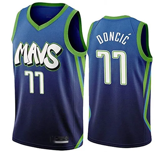 WOLFIRE WF Maglia da Basket per Uomo, NBA, Dallas Mavericks # 77 Luka Doncic. T-Shirt per...