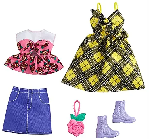 Mattel Rock N Rose | 2 Moda Set | Barbie GRC83 | Vestiti per Le Bambole
