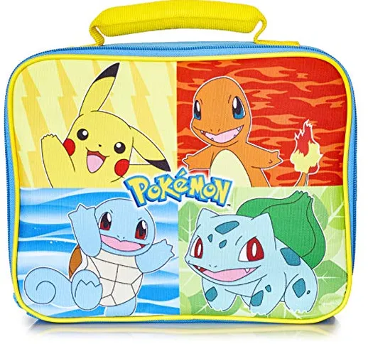 Pokémon Borsa Termica Pranzo Pikachu, Bulbasaur, Charmander, Squirtle Gadget per Bambino |...
