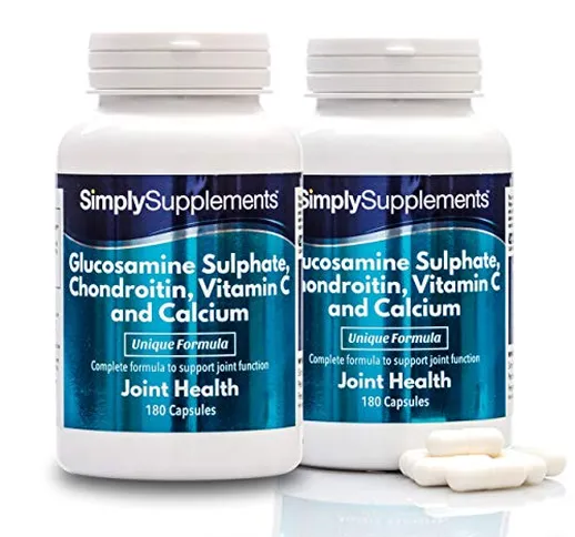 Glucosamina, condroitina, vitamina C e calcio - 360 capsule - 1 anno di trattamento - Simp...