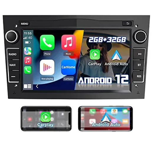 AWESAFE Autoradio con CarPlay e Android Auto [2G+32GB] 7 Pollici Android 12 Car Radio per...