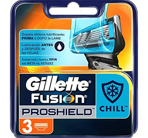 Gillette Fusion Proshield Chill Lamette da Barba, per Rasoio di Sicurezza, 3 Ricambi da 5...
