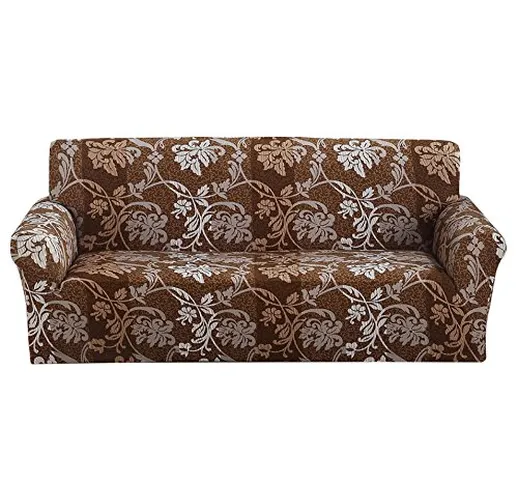 Copridivano in tessuto elasticizzato, per divano da 1-2-3-4 posti, Brown Pattern, 3 posti