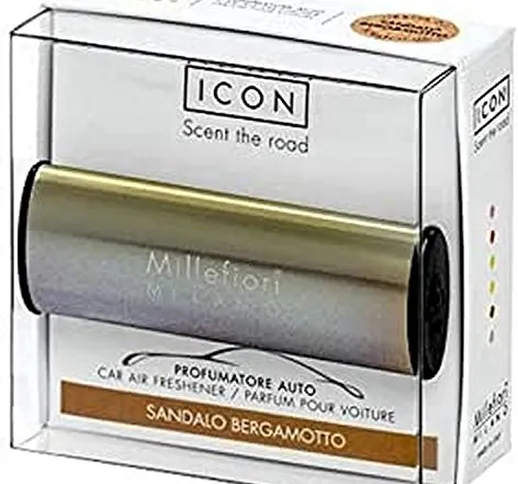 Millefiori Milano 16 CAR53 Sandalo bergamotto Deodorante per Auto Icon, Metallizzato Lucid...