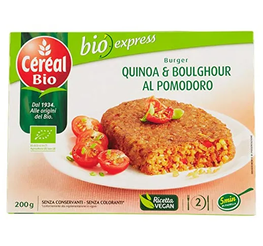 Céréal Bio Burger vegetali Quinoa e Boulghour al Pomodoro, con cereali e avena, da agricol...