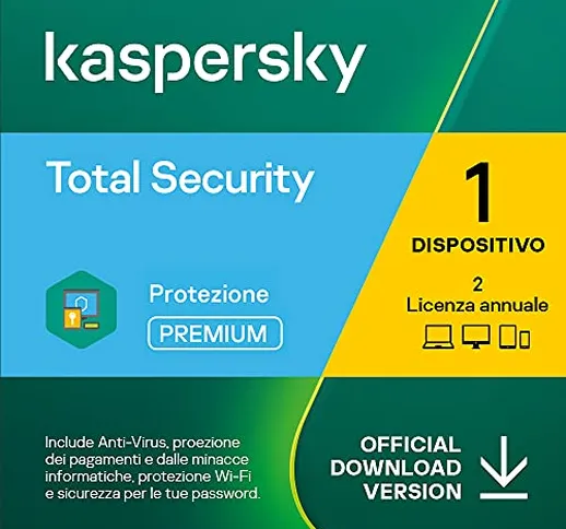 Kaspersky Total Security 2022 | 1 Dispositivo | 2 Anni | PC / Mac / Android  | Codice d'at...