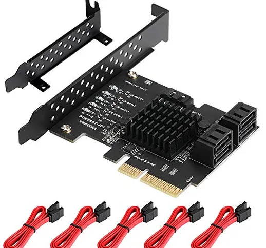 BEYIMEI Scheda PCIe SATA 5 Porte con 5 Cavi SATA, Scheda di espansione per Controller da P...