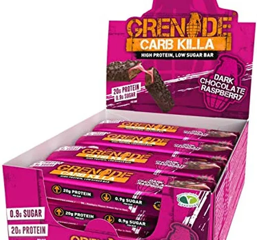 Grenade Carb Killa Barretta Proteica a Basso Contenuto di Carboidrati, 12 x 60g, Dark Choc...