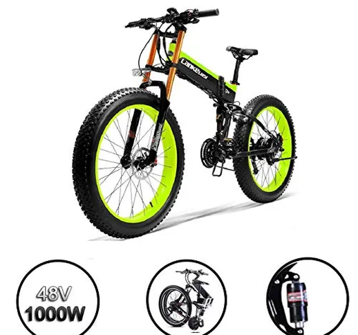 XTD Aggiornamento 500W Pieghevole Fat Tire Elettrico Bike- 14.5AH / 48V Batteria al Litio...