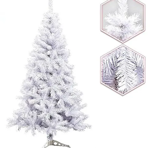 Hengda 120 cm ca. Albero di Natale Artificiale, Albero Decorativo, Bianco, con Supporto in...