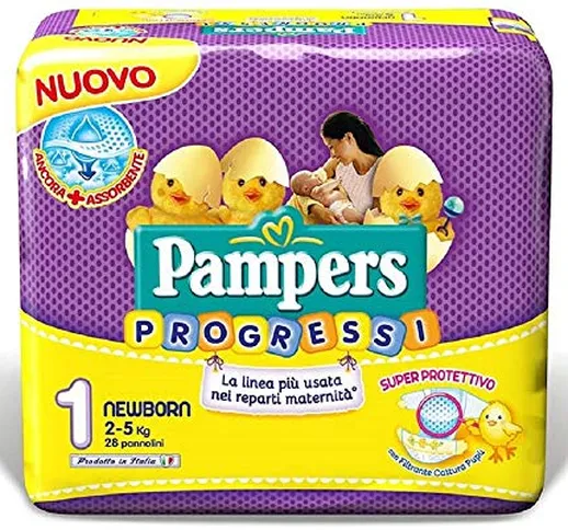 PAMPERS PANNOLINI PROGRESSI 1 NEWBORN 2-5 Kg 28 PZ.