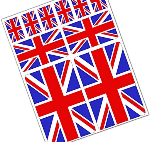 Biomar Labs® 10 x PVC Adesivi Stickers Set Bandiera Nazionale UK United Kingdom Regno Unit...