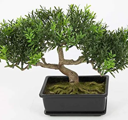 artplants.de Bonsai Decorativo in vasetto con 100 rametti a Foglia di té, 25cm - Bonsai in...