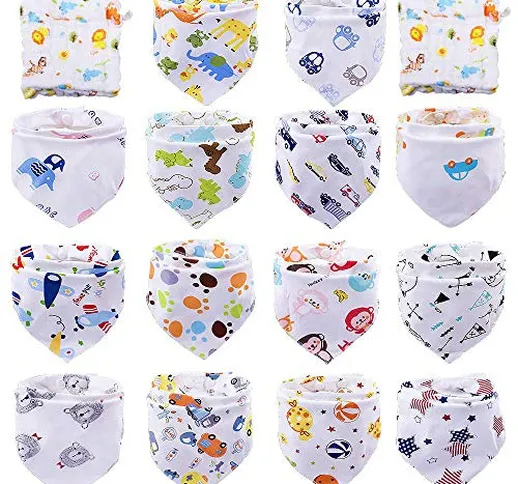 Tomkity 14 Bavaglino Neonato Bavaglini Bandana Cotone 100% per Ruttino Dentizione (14 pcs...