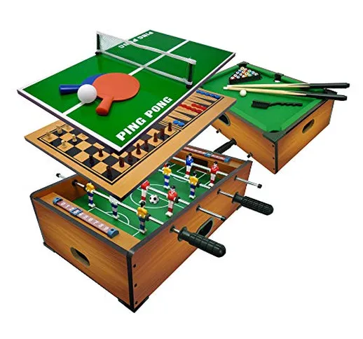 Sport1 Multigioco 6 in 1 da Tavolo - Calciobalilla 6 vs 6 Aste Uscenti / Ping Pong / Tavol...