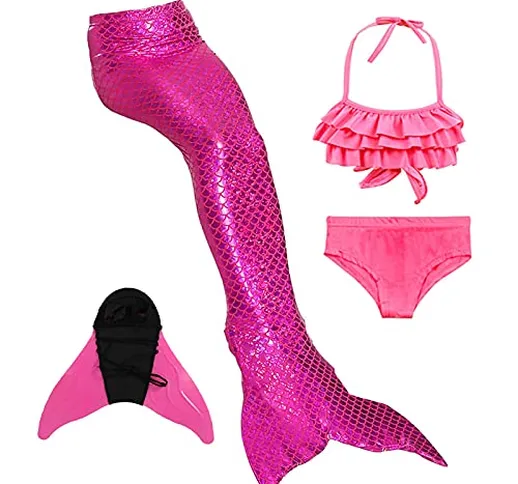 FZCRRDU KOCCAE Coda da Sirena per Bambina,Costume da Bagno Bikini Nuotare Cosplay Partito...