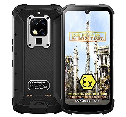 CONQUEST S16 Rugged Smartphone,ATEX Zona1/2 Intrinsecamente Sicuro Impermeabile IP68,Fotoc...