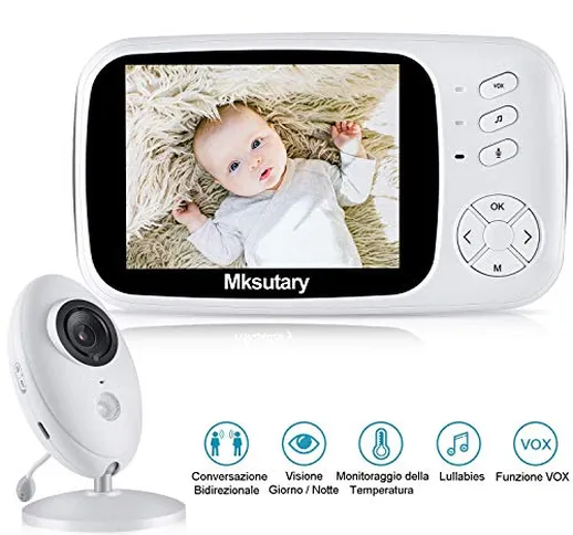 Baby Monitor, Mksutary Baby monitor video,3,5 Inch HD LCD Babyphone, Baby monitor with cam...