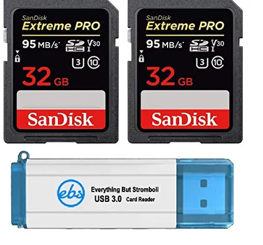 SanDisk 32GB SDHC SD Extreme Pro Memory Card (Two Pack) Works with Nikon D3500, D7500, D56...