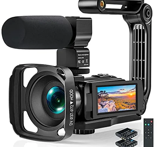 Videocamera 2.7K UHD 36MP Camcorder IR Visione Notturna 16X Zoom Digitale Registratore 3.0...