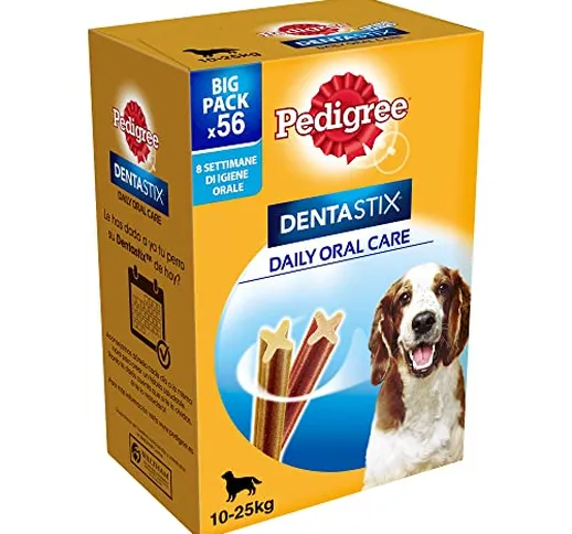 Pedigree Dentastix Snack per la Igiene Orale, Cane Medio 10-25 kg Confezione Scorta, 56 Ba...