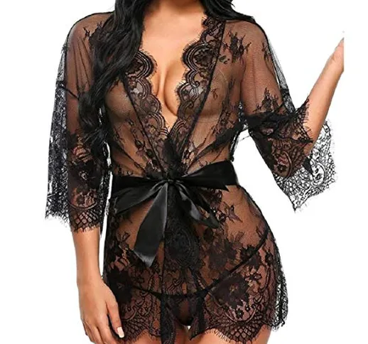 Tuopuda Babydoll Lingerie Sexy Erotico Donne Sexy Sleepwear Dress e G-String Set Camicia d...