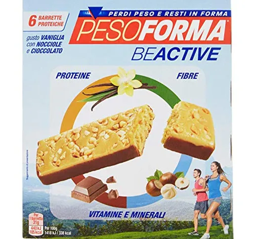 Pesoforma Beactive Vaniglia, Nocciole e Cioccolato - Snack Proteico Sport - 6 barrette pro...