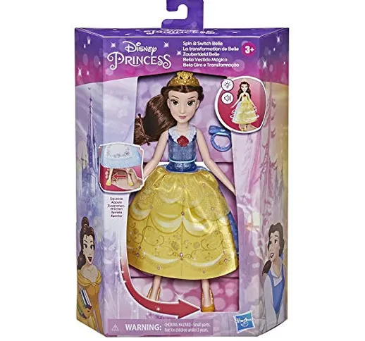 Hasbro Disney Princess Belle Magico Abito, Bambola con Sistema di Cambio d'abito Ispirata...