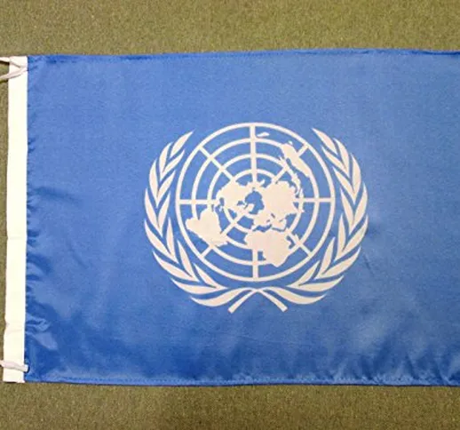 AZ FLAG Bandiera ONU 45x30cm - BANDIERINA ORGANIZZAZIONE delle Nazioni Unite 30 x 45 cm co...