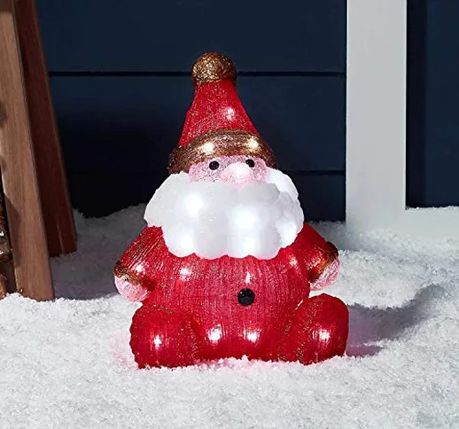 Lights4fun - Decorazione Natalizia Luminosa a Babbo Natale con LED Bianchi Freddi per Inte...