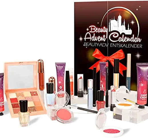 Calendario dell'Avvento Beauty 2021, Calendario Avvento Make-up, Set di Trucchi da 24 pezz...