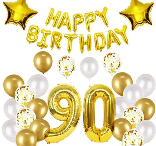 90° compleanno palloncini dorati set 90 anni decorazione compleanno oro set donna 90° comp...