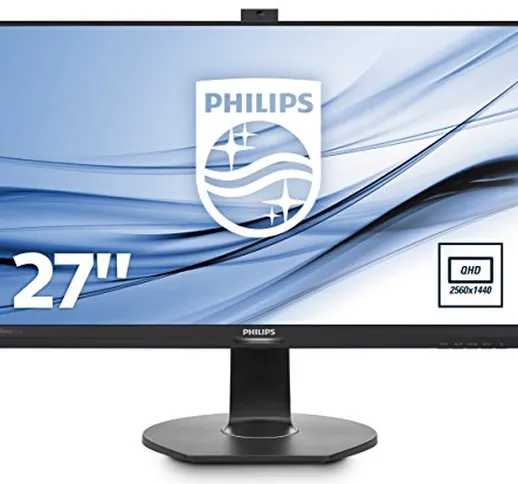 Philips 272B7QPTKEB Monitor 27" LED IPS, Risoluzione 2K QHD 2560 x 1440, Webcam e Microfon...