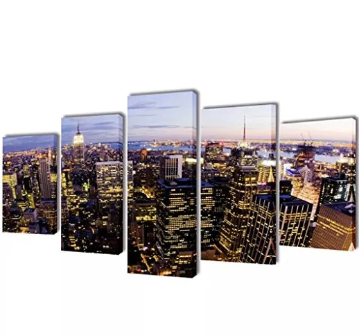 vidaXL 5 pz Set Stampa Moderna Tela da Muro Vista dall'Alto su New York 100x50cm